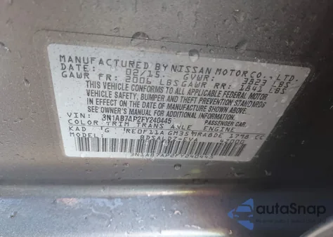 2015 Nissan Sentra Sv from USA, damaged, VIN 3N1AB7AP2FY240445